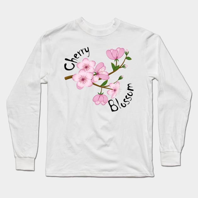 Cherry Blossom Long Sleeve T-Shirt by Designoholic